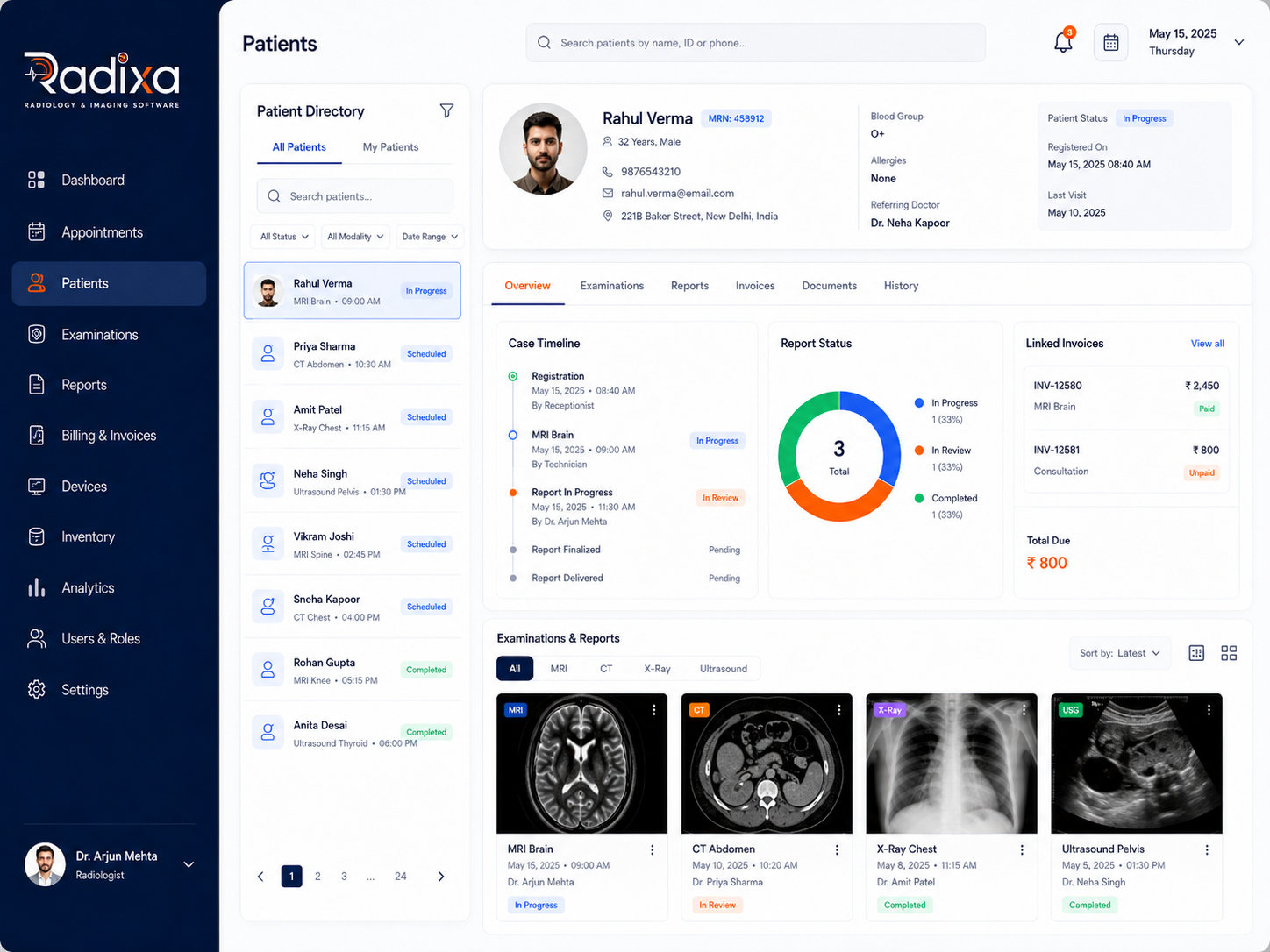 RadiXa patients reports mockup
